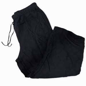H&M Black Cropped Elastic Waist Drawstring Pants